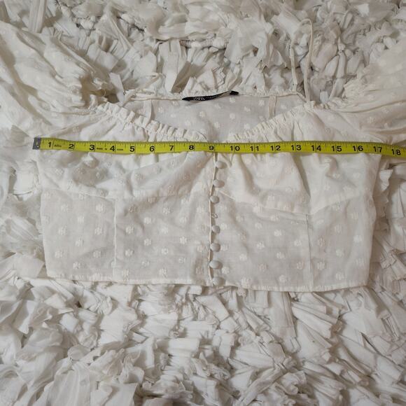 Zara Peasant Top Womens Med Embroidered Button Long Sleeve Boho Romantic Blouse - Picture 13 of 17